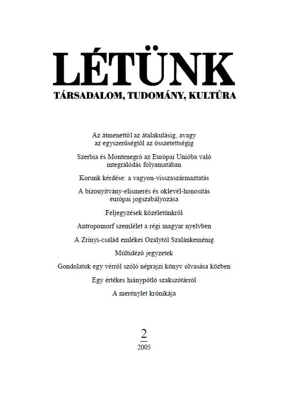 Létünk, 35. évf. 2005. április. 2. sz. 1–156. oldal