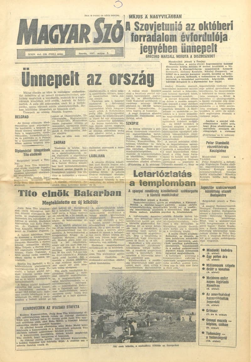 Magyar Szó, 24. évf. 1967. május 3. 118. sz. 1–16. oldal