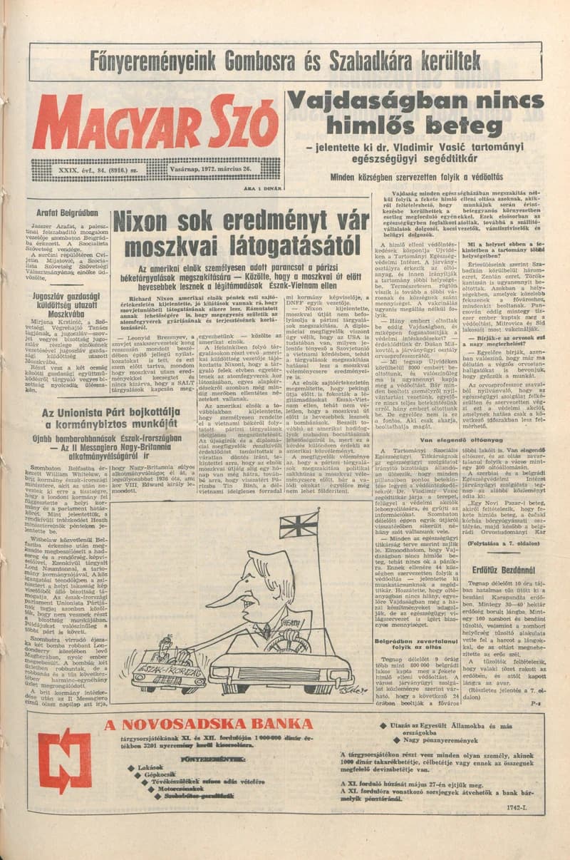 Magyar Szó, 29. évf. 1972. március 26. 84. sz. 1–32. oldal