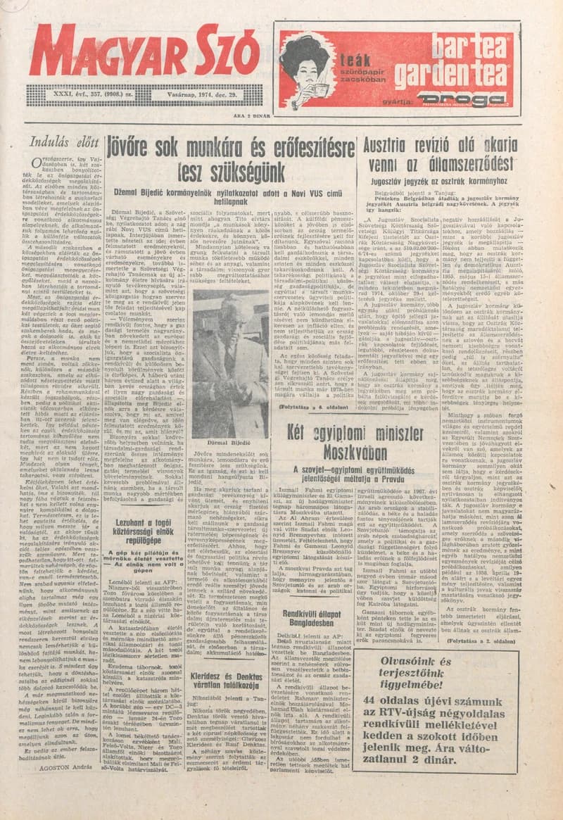Magyar Szó, 31. évf. 1974. december 29. 357. sz. 1–28. oldal