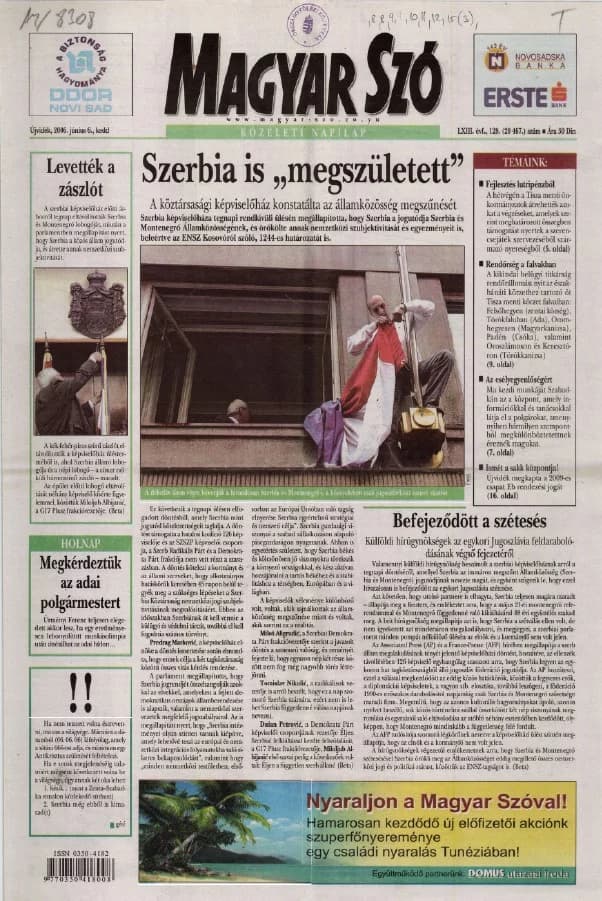 Magyar Szó, 63. évf. 2006. június 6. 128. sz. 1–20. oldal