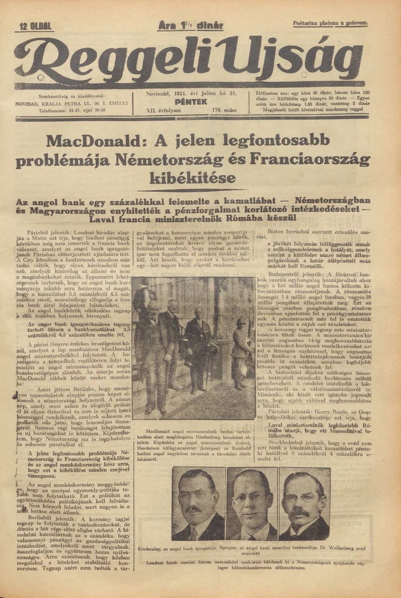 Reggeli Újság, 12. évf. 1931. július 31. 176. sz.