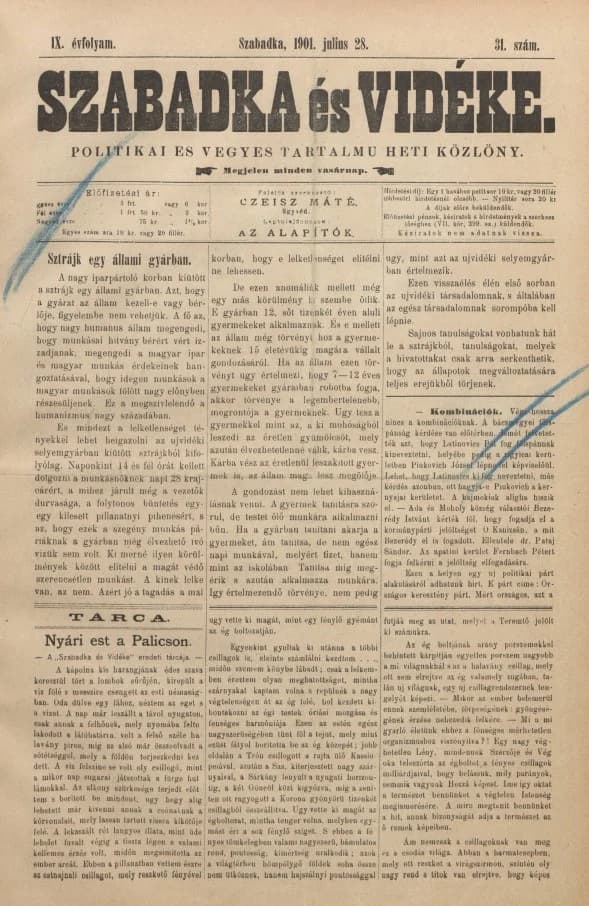 Szabadka és vidéke II, 9. évf. 1901. július 28. 31. sz.