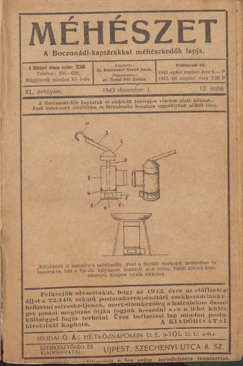Méhészet, 40. évf. 1943. december 1. 12. sz.