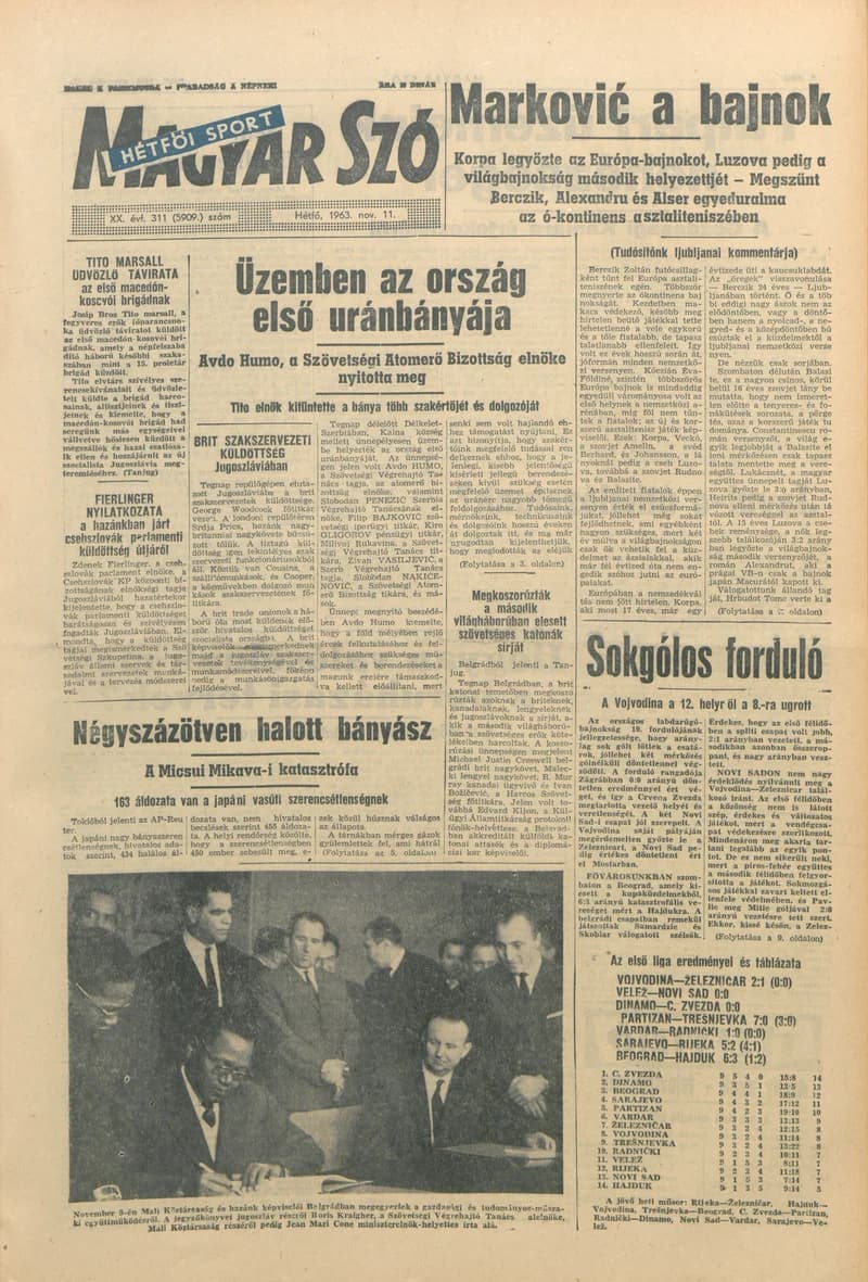 Magyar Szó, 20. évf. 1963. november 11. 311. sz. 1–16. oldal
