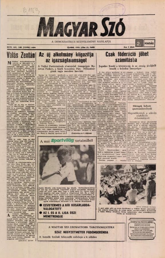Magyar Szó, 47. évf. 1990. július 23. 200. sz. 1–16. oldal
