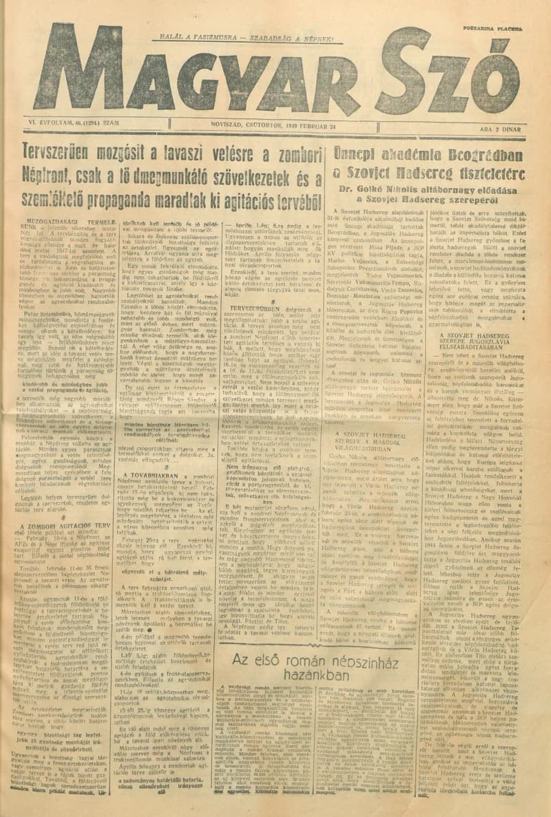 Magyar Szó, 6. évf. 1949. február 24. 46. sz. 1–4. oldal