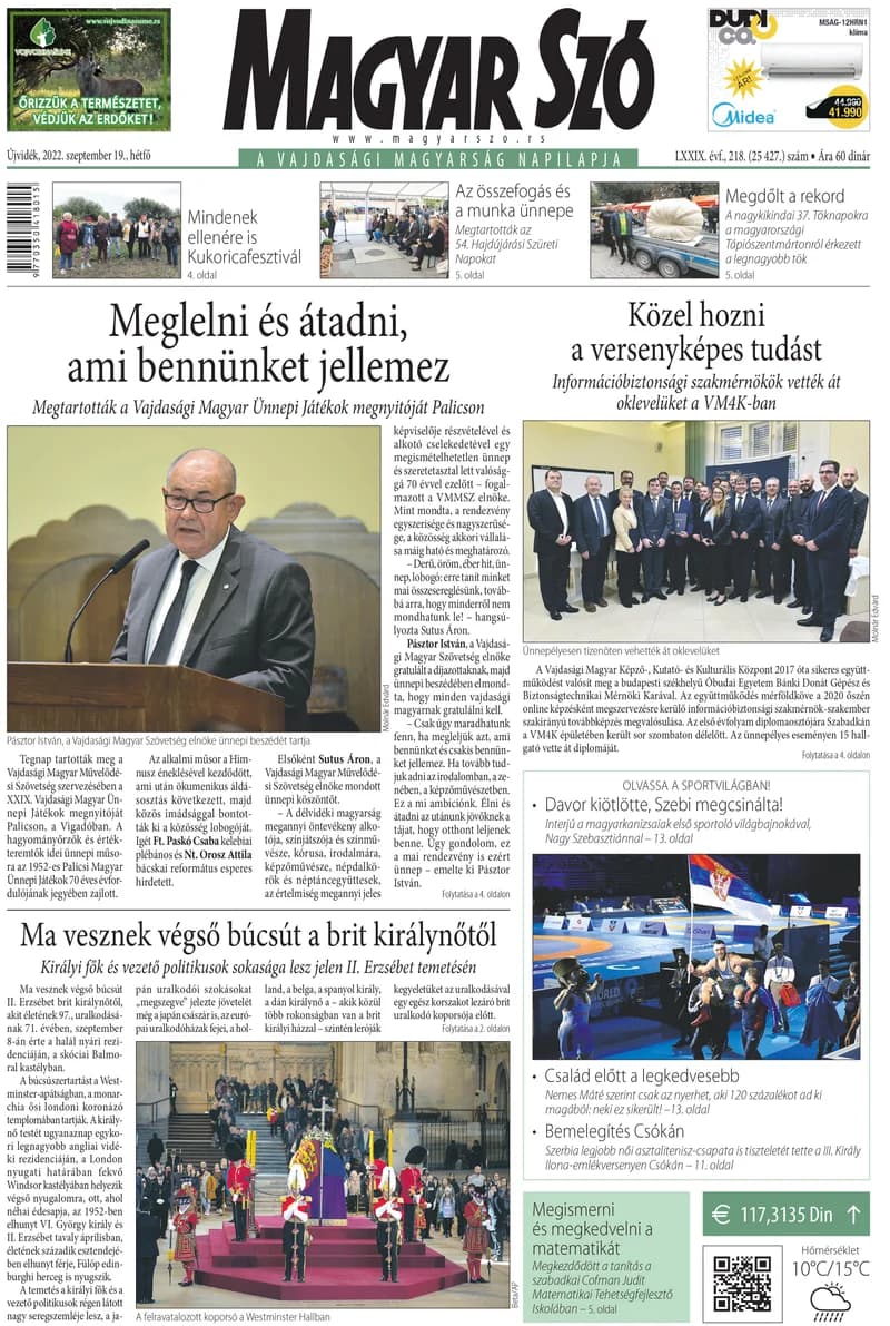 Magyar Szó, 79. évf. 2022. szeptember 19. 218. sz. 1–16. oldal