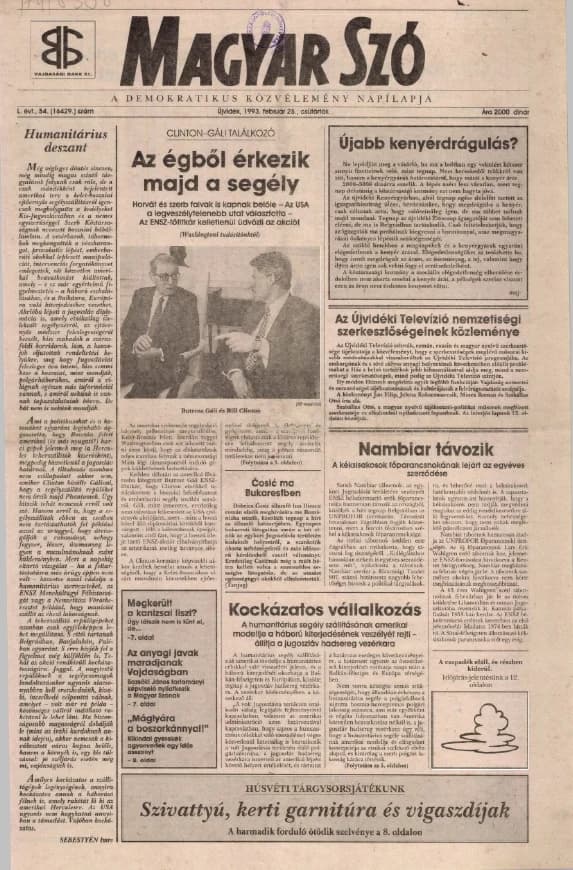 Magyar Szó, 50. évf. 1993. február 25. 54. sz. 1–16. oldal