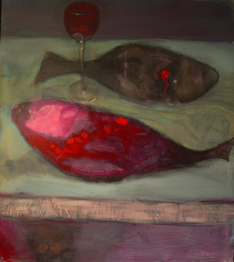 Csendélet két hallal és egy pohárral