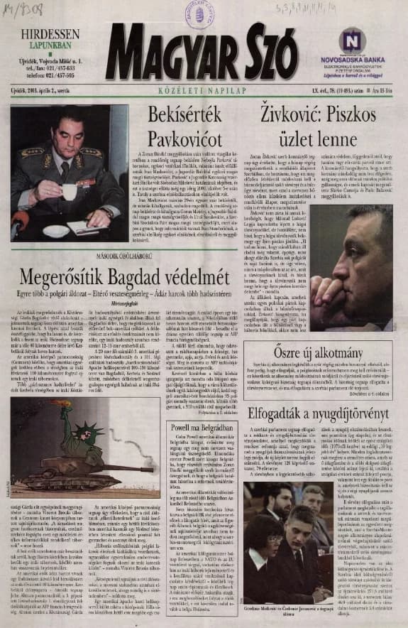 Magyar Szó, 60. évf. 2003. április 2. 78. sz. 1–16. oldal