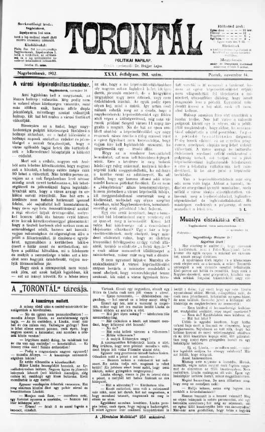 Torontál, 31. évf. 1902. november 14. 261. sz.