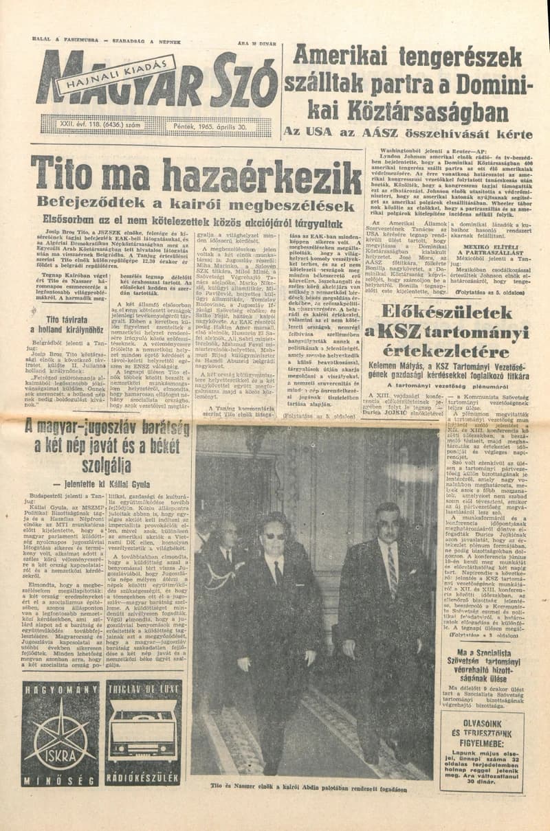 Magyar Szó, 22. évf. 1965. április 30. 118. sz. 1–16. oldal
