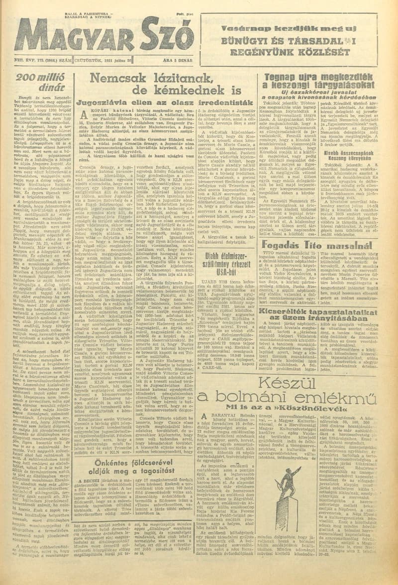 Magyar Szó, 8. évf. 1951. július 26. 175. sz. 1–4. oldal