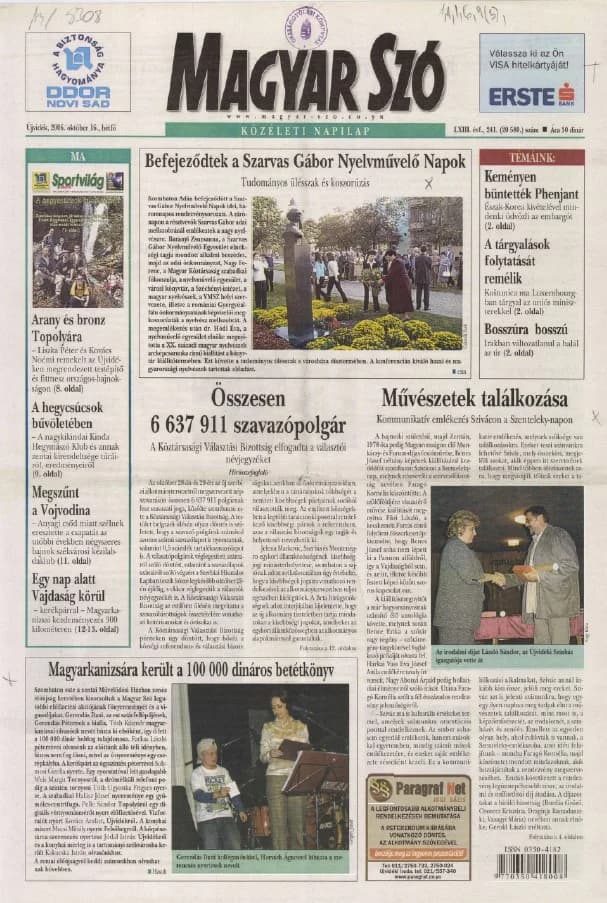 Magyar Szó, 63. évf. 2006. október 16. 241. sz. 1–12. oldal