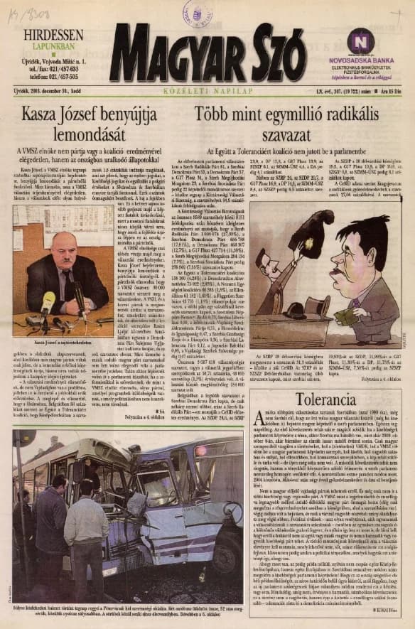 Magyar Szó, 60. évf. 2003. december 30. 307. sz. 1–20. oldal