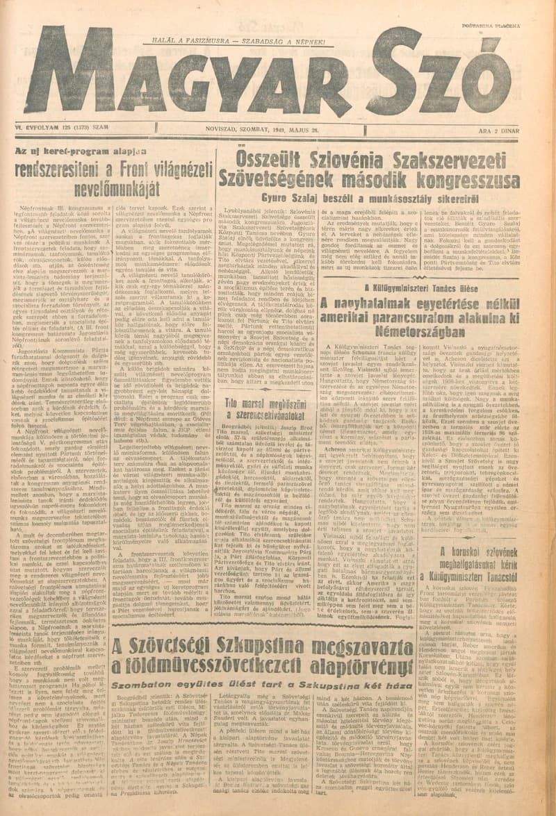 Magyar Szó, 6. évf. 1949. május 28. 125. sz. 1–4. oldal