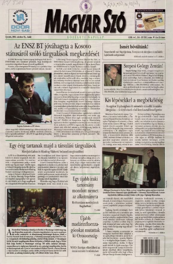 Magyar Szó, 62. évf. 2005. október 25. 251. sz. 1–20. oldal