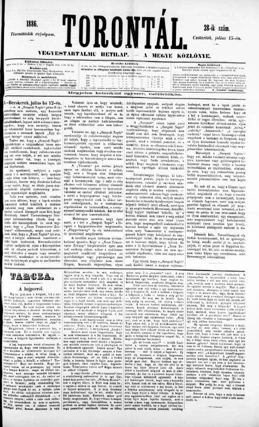 Torontál, 15. évf. 1886. július 15. 28. sz.