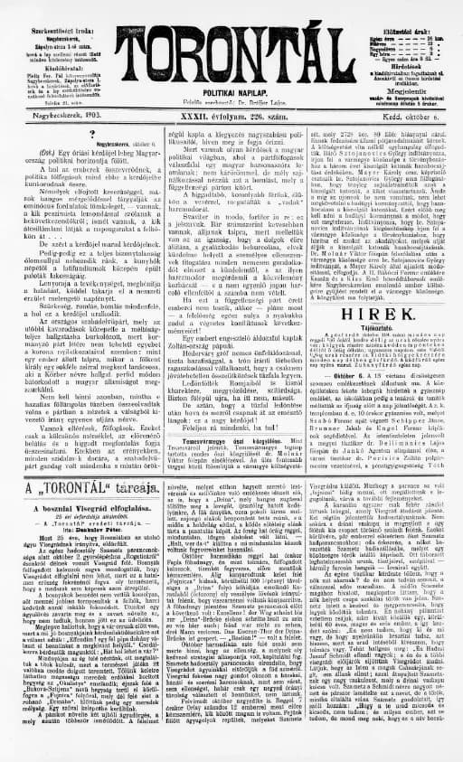 Torontál, 32. évf. 1903. október 6. 226. sz.