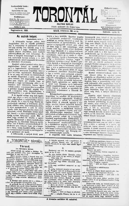 Torontál, 29. évf. 1900. április 19. 90. sz.