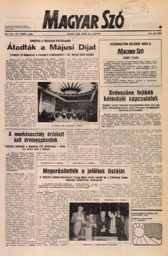 Magyar Szó, 45. évf. 1988. április 28. 117. sz. 1–16. oldal