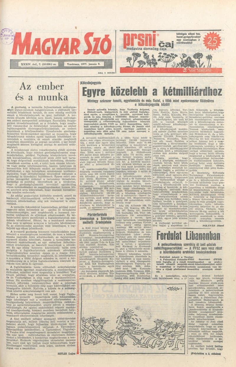 Magyar Szó, 34. évf. 1977. január 9. 7. sz.