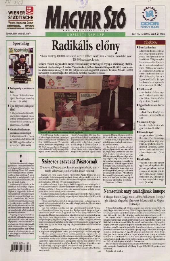 Magyar Szó, 65. évf. 2008. január 21. 15. sz. 1–12. oldal