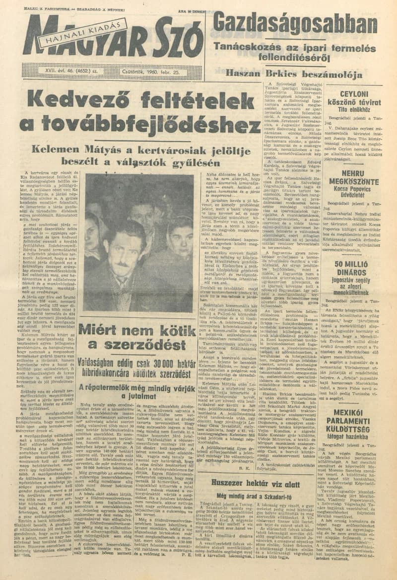 Magyar Szó, 17. évf. 1960. február 25. 46. sz. 1–22. oldal
