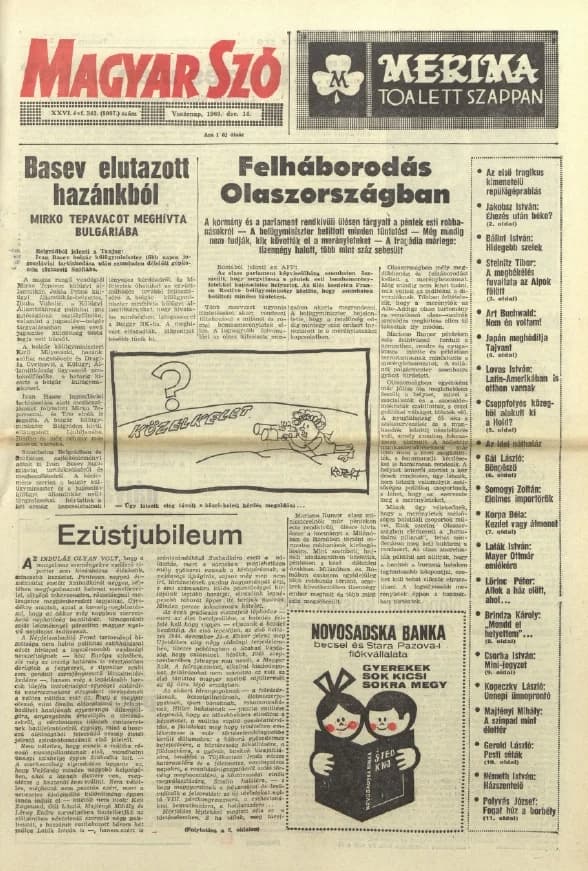 Magyar Szó, 26. évf. 1969. december 14. 343. sz. 1–32. oldal