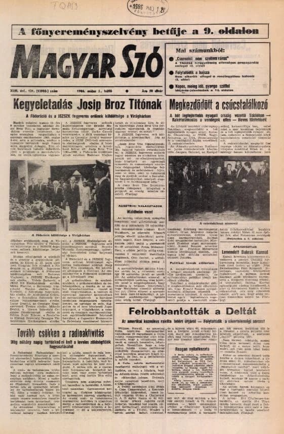 Magyar Szó, 43. évf. 1986. május 5. 121. sz. 1–20. oldal
