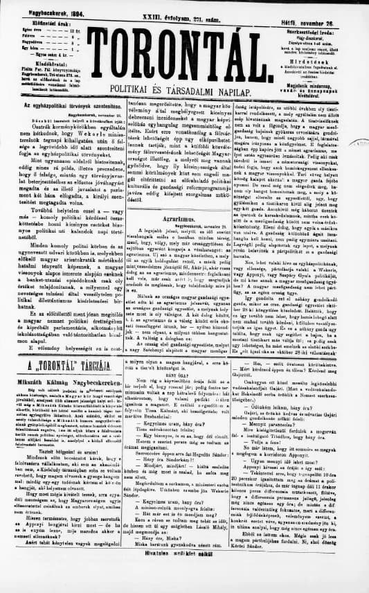 Torontál, 23. évf. 1894. november 26. 271. sz.