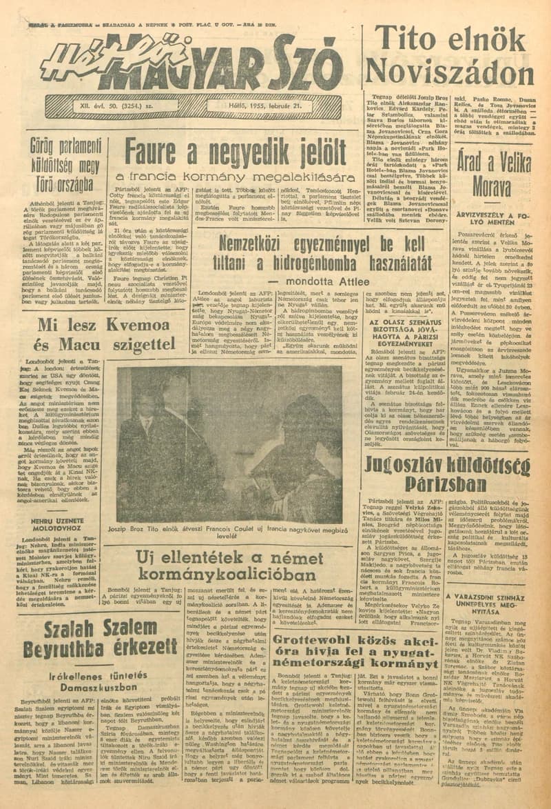 Magyar Szó, 12. évf. 1955. február 21. 50. sz. 1–6. oldal