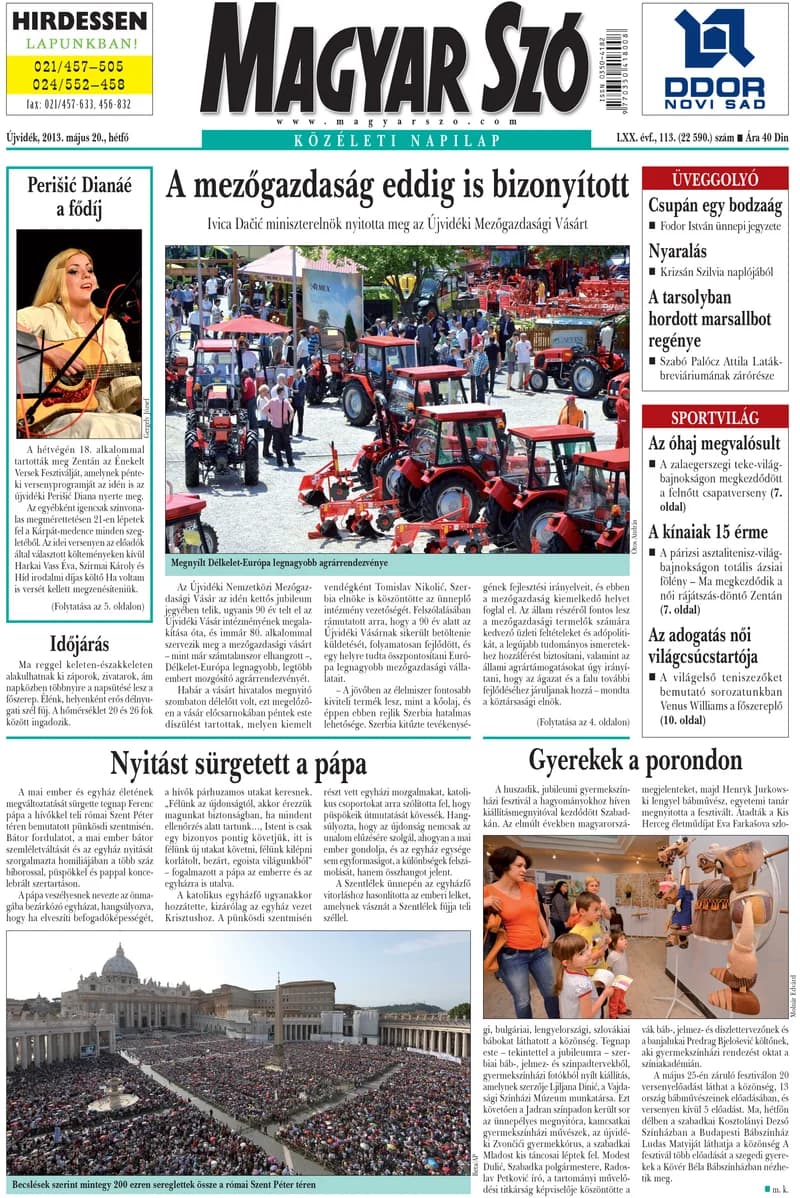 Magyar Szó, 70. évf. 2013. május 20. 113. sz. 1–16. oldal