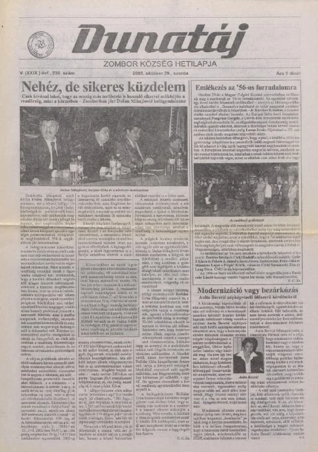 Dunatáj, 5. évf. 2003. október 29. 238. sz.