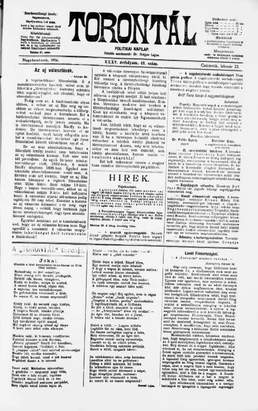 Torontál, 35. évf. 1906. február 22. 43. sz.