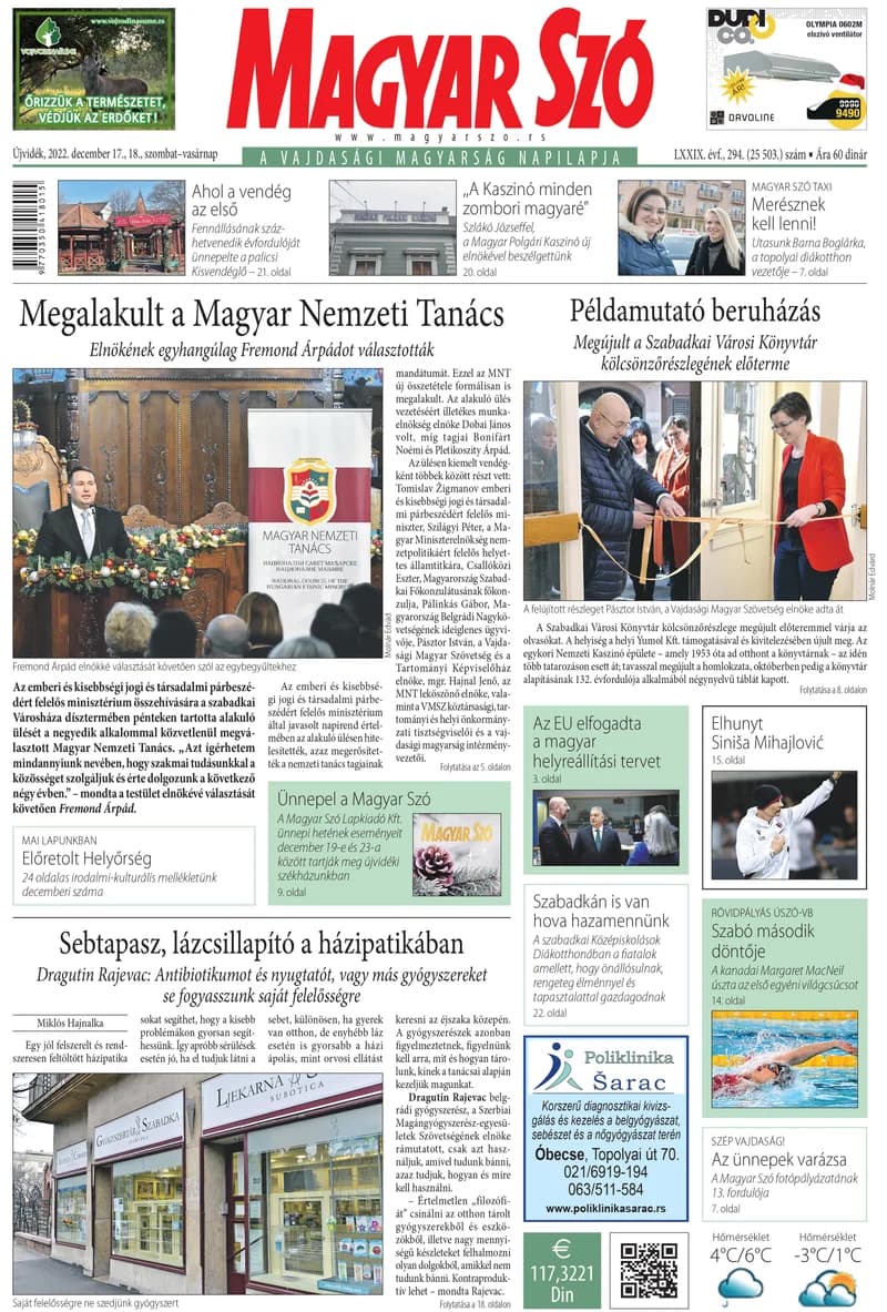 Magyar Szó, 79. évf. 2022. december 17. – 18. 294. sz. 1–32. oldal