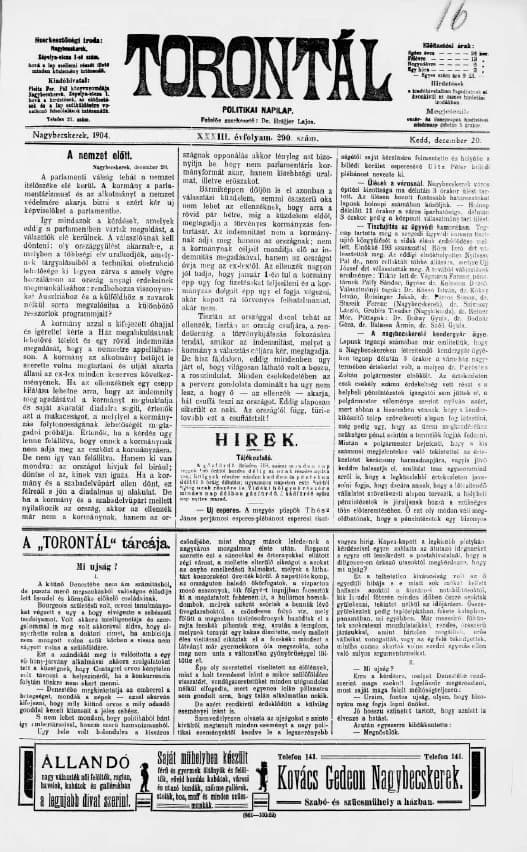 Torontál, 33. évf. 1904. december 20. 290. sz.