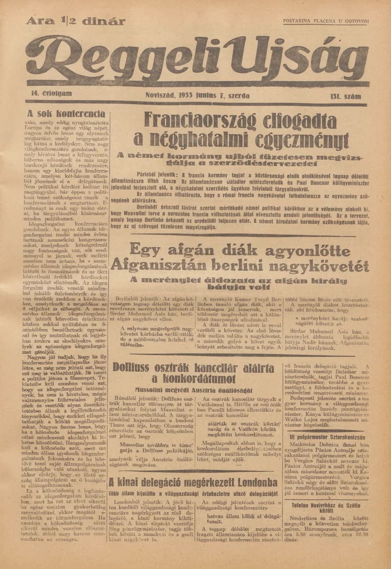 Reggeli Újság, 14. évf. 1933. június 7. 131. sz.