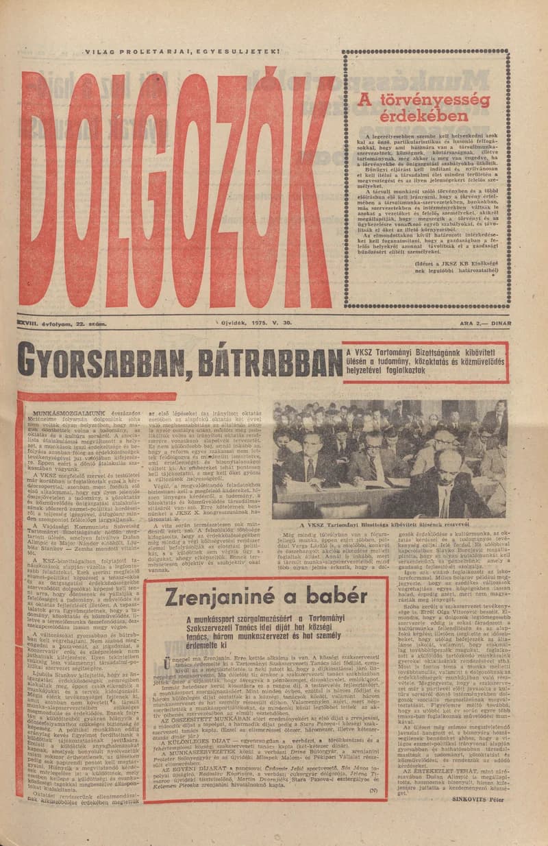Dolgozók, 29. évf. 1975. május 30. 22. sz.