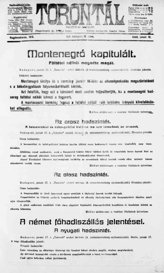 Torontál, 45. évf. 1916. január 18. 13. sz.