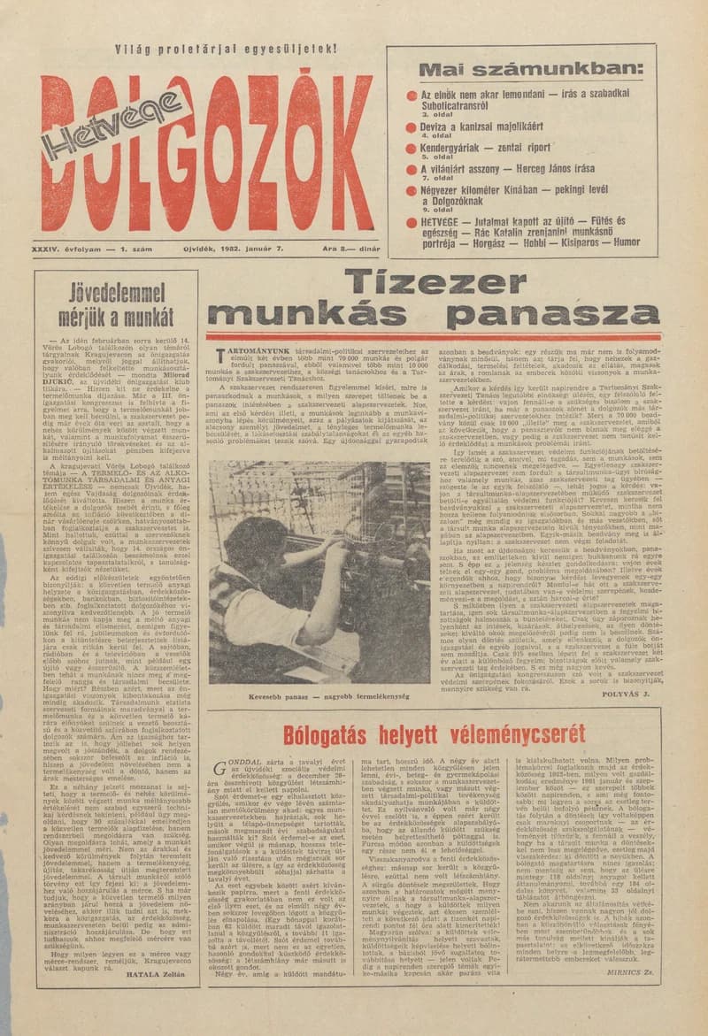 Dolgozók, 34. évf. 1982. január 7. 1. sz.