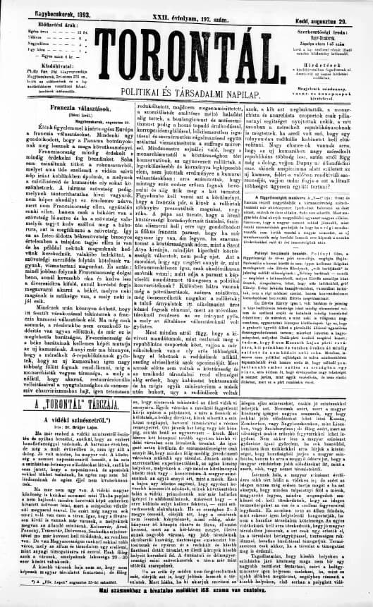 Torontál, 22. évf. 1893. augusztus 29. 197. sz.