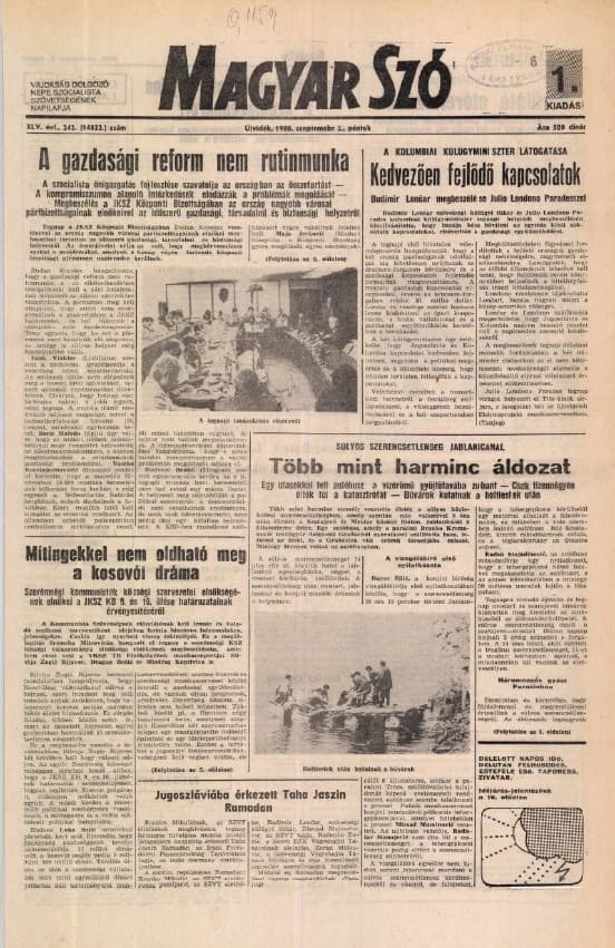 Magyar Szó, 45. évf. 1988. szeptember 2. 242. sz.