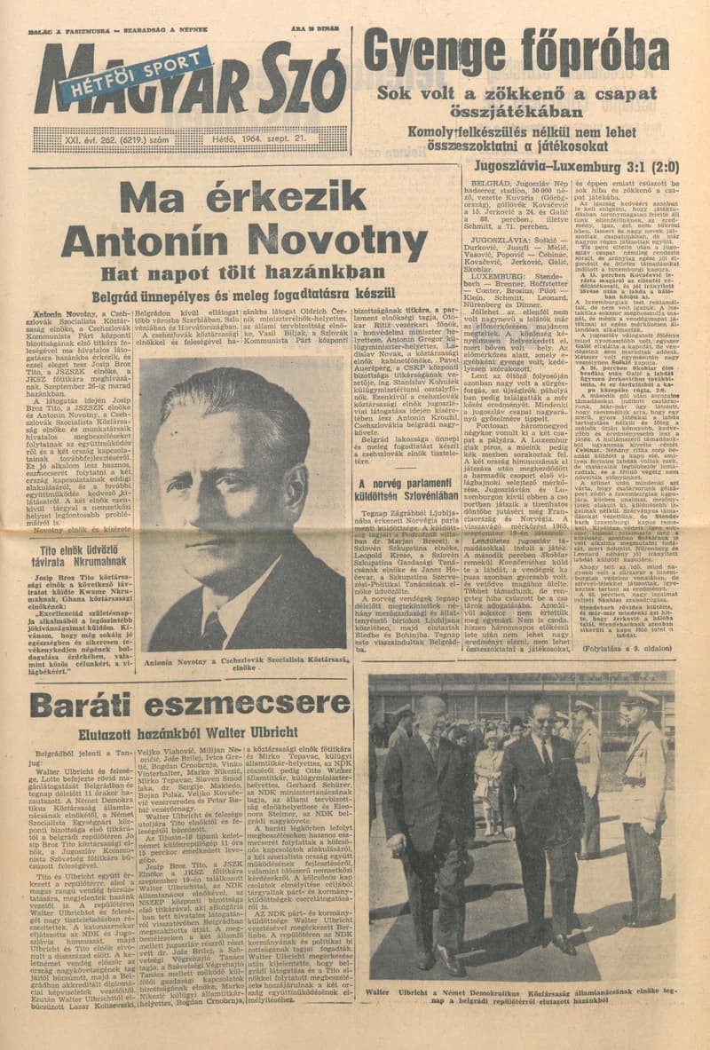 Magyar Szó, 21. évf. 1964. szeptember 21. 262. sz. 1–16. oldal