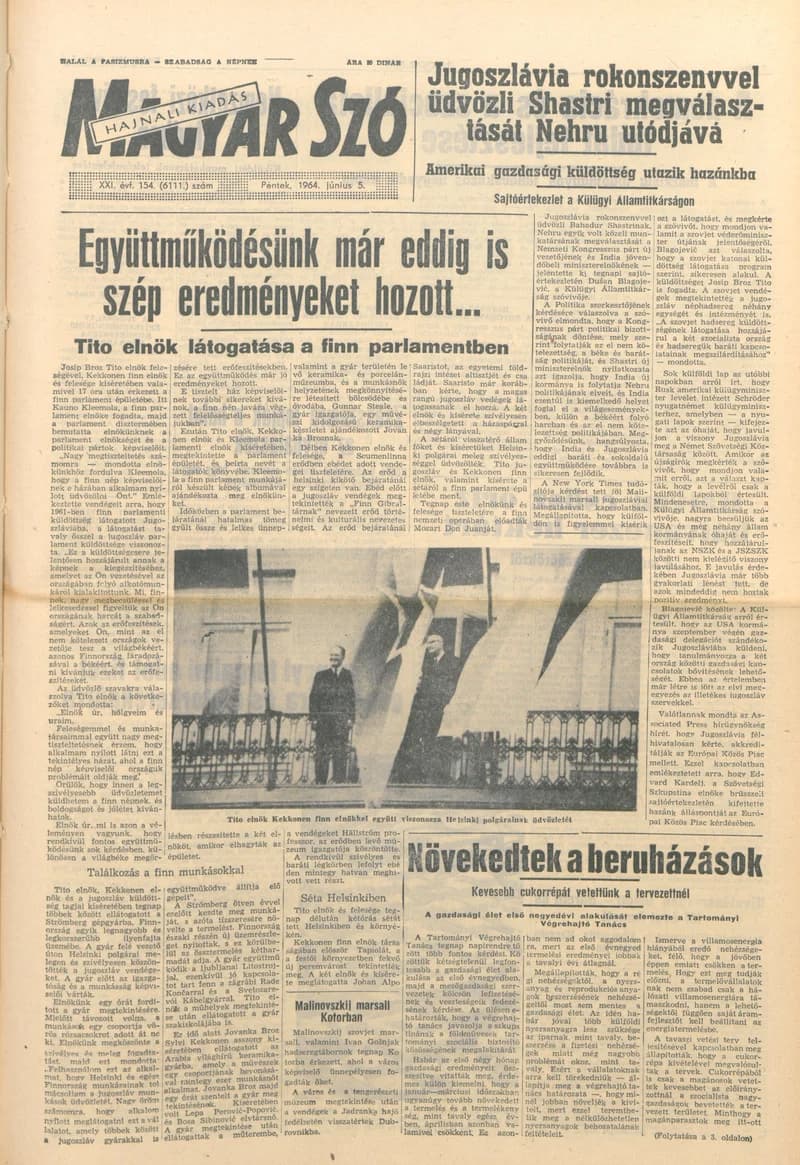 Magyar Szó, 21. évf. 1964. június 5. 154. sz. 1–16. oldal