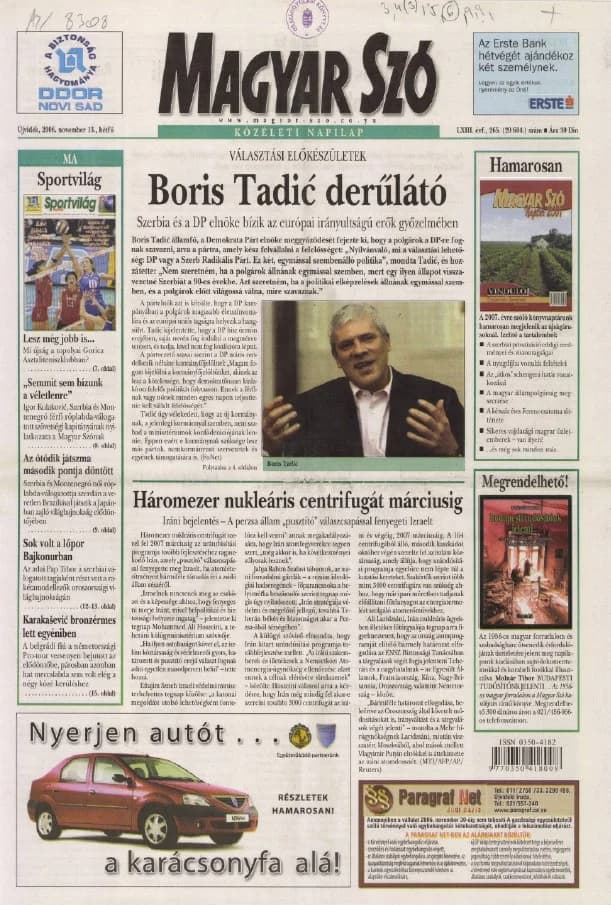 Magyar Szó, 63. évf. 2006. november 13. 265. sz. 1–12. oldal
