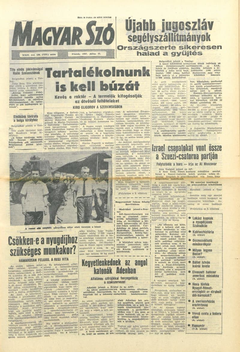 Magyar Szó, 24. évf. 1967. július 21. 198. sz. 1–12. oldal