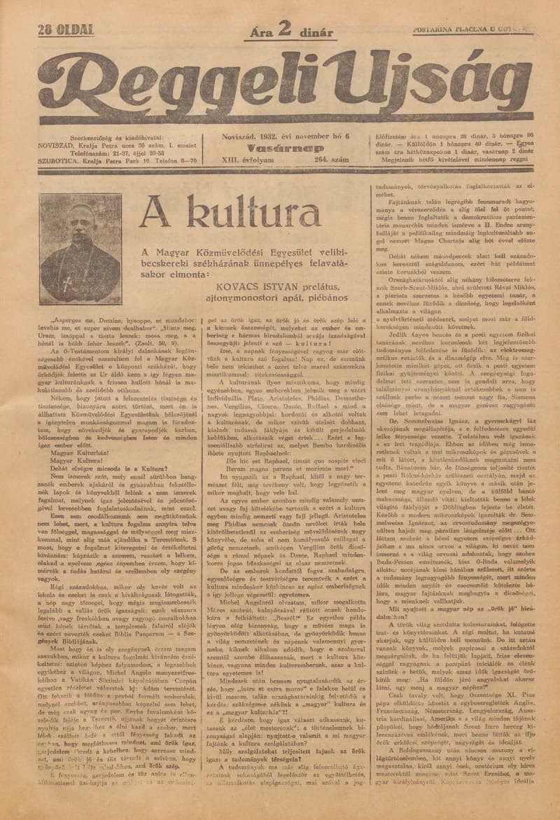 Reggeli Újság, 12. évf. 1932. november 6. 264. sz.