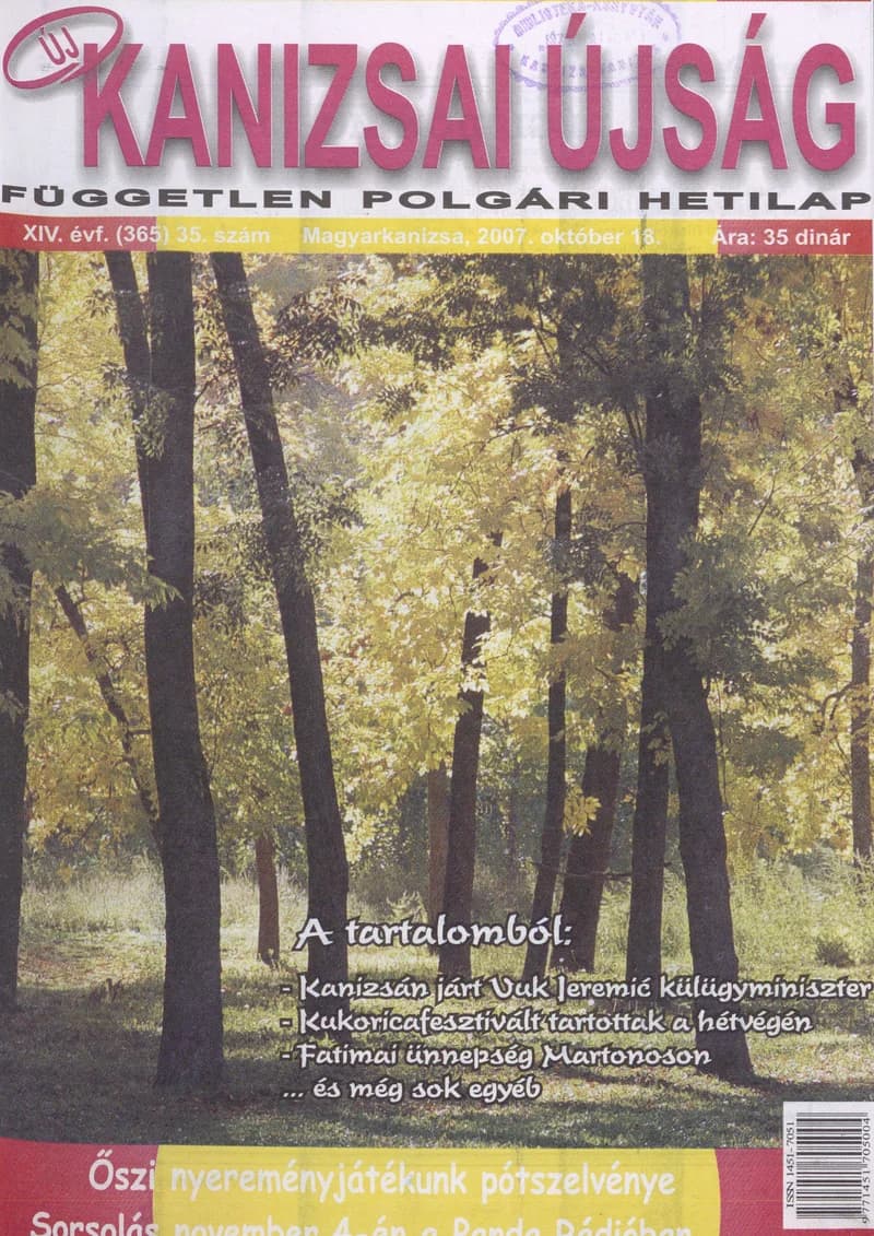 Új Kanizsai Újság, 14. évf. 2007. október 18. 35. sz.